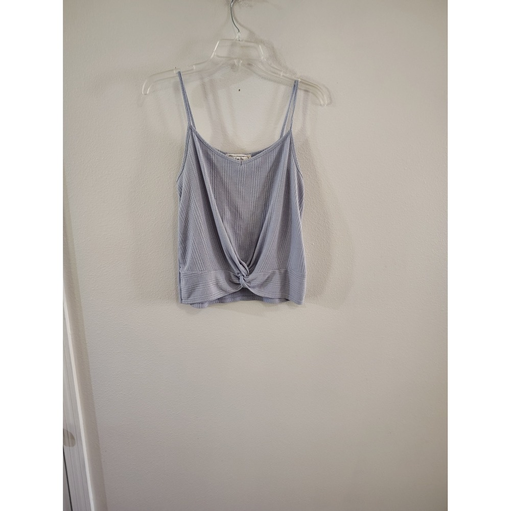 Hippie Rose Womens Waffle Knit Twist Front Cami Tank Top Blue Lavender Large
